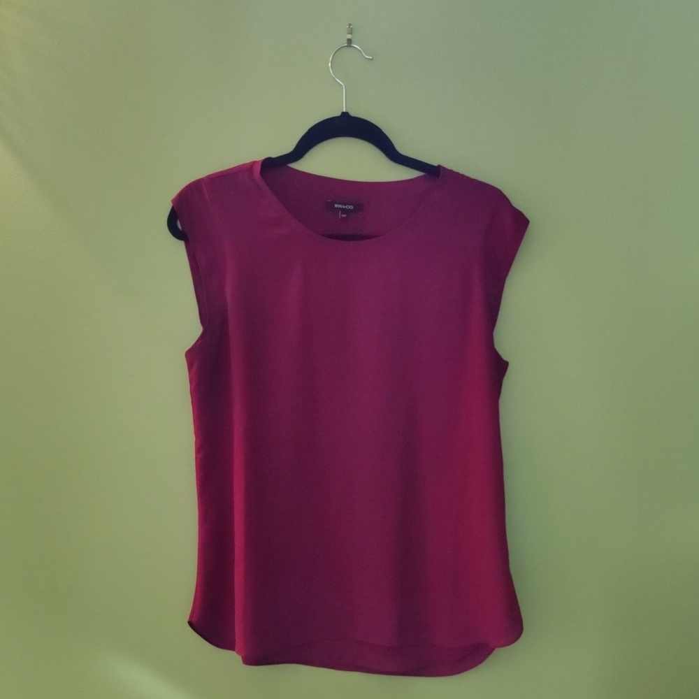 RW&CO Pink Blouse Sleeveless Scoop Neck